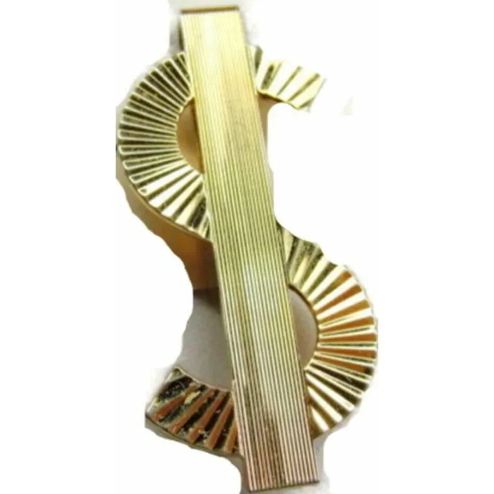 Money Clip Classic Dollar $ Sign Gold T Wallet Cash ID Credit Card Holder Vtg